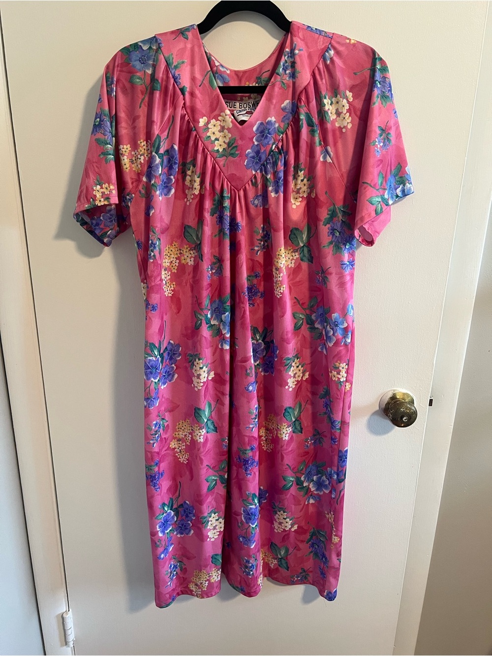 Vintage Castle Harbor Sue Boswell Colorful Floral Nightgown Pajamas Size M